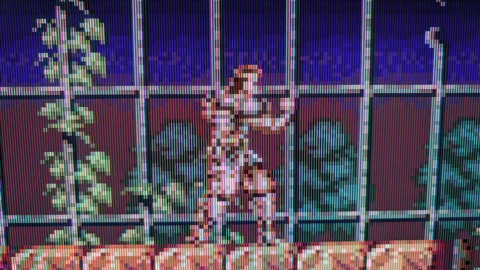 Castlevania IV running on recapped Super Famicom Jr. via S-video through Tink4K Pro, showing pixelated sprite graphics on CRT display.