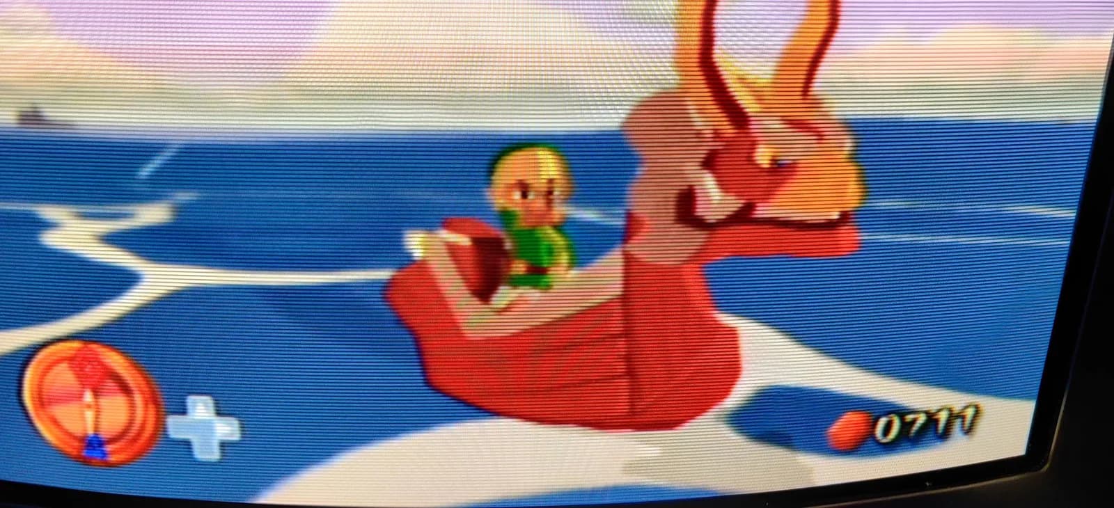 Kirby Super Star gameplay displayed on Sony PVM-14L2 via composite connection, showing King Dedede boss fight scene.