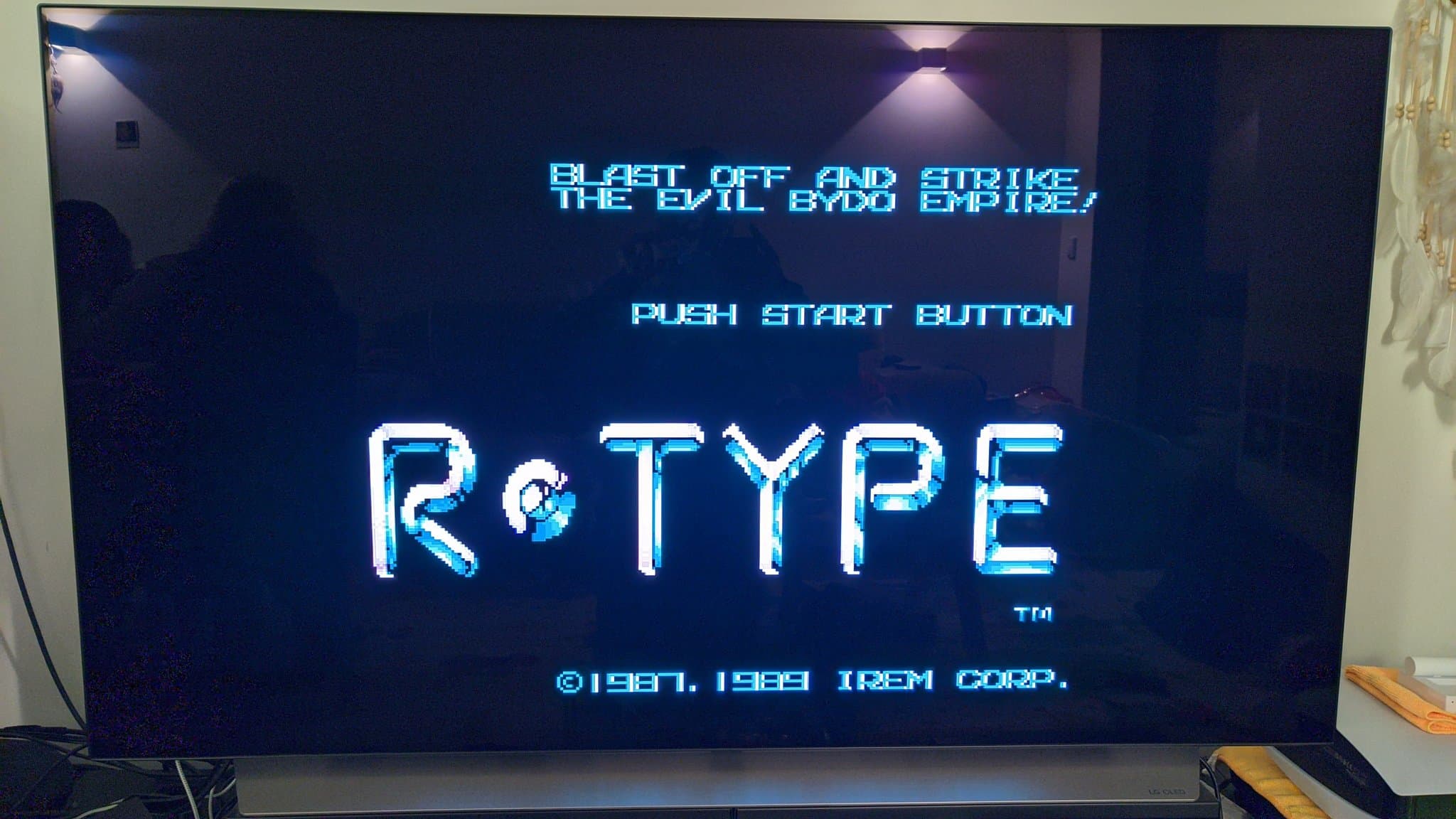 The R-Type title screen running on the Sharp X68000 Pro II after the repair.