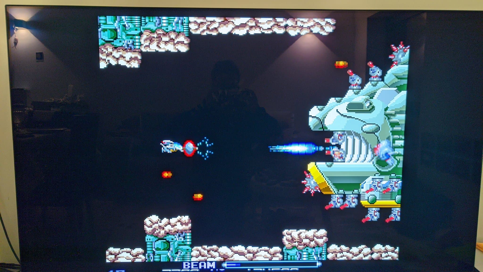 R-Type in action on the Sharp X68000 Pro II, the restored machine running the game.