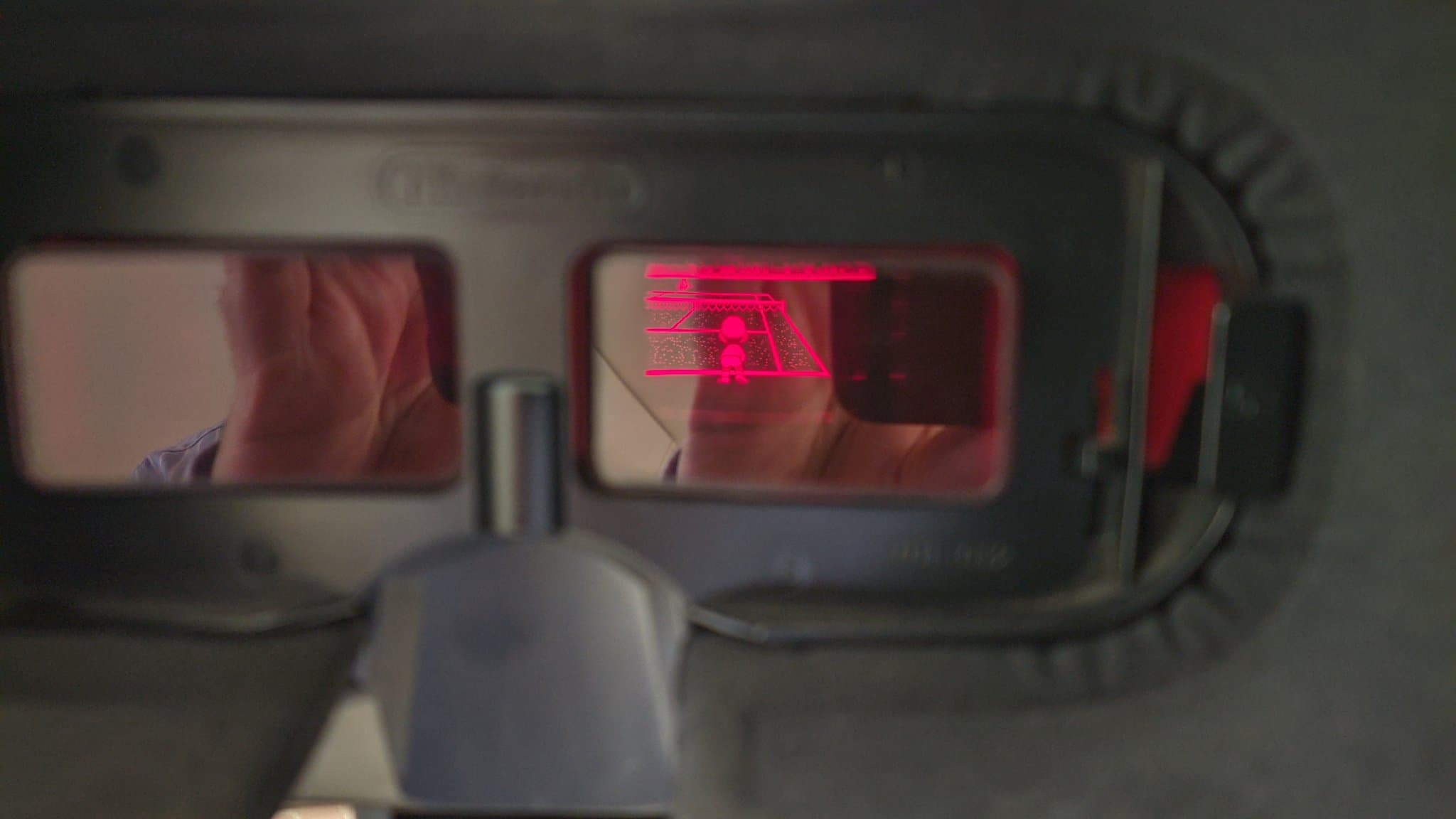 Virtual Boy displays showing clear red image output after Virtual Ribbon 4.0 installation and refurbishment work completed successfully.