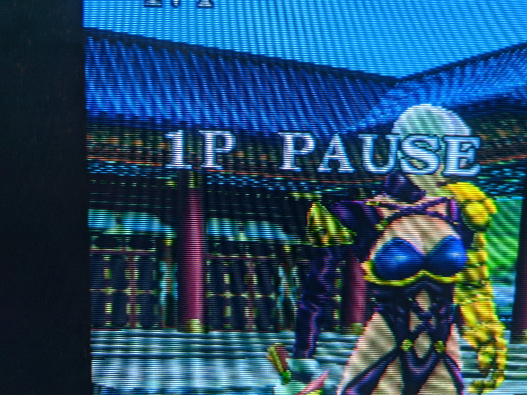 Close-up of the Sony CPD-G420 showing Soul Calibur (1P PAUSE), Ivy and the temple stage, after the G2 calibration.